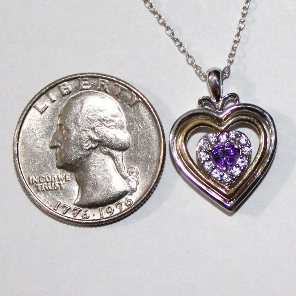 Sterling Silver Amethyst Heart Necklace - Picture 3 of 7